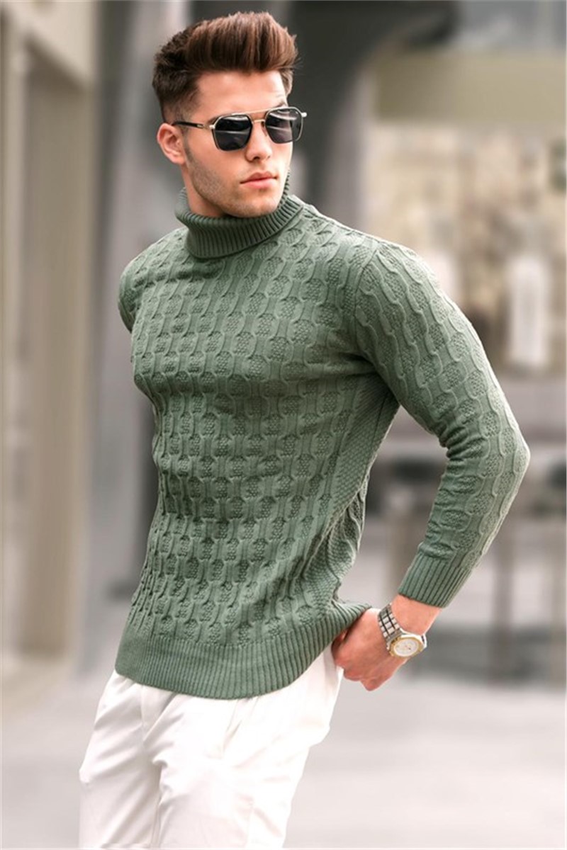 Pánský svetr 5759 – khaki #333000