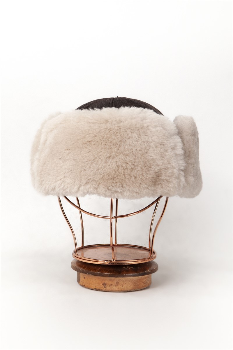 Pánský klobouk vyrobený z přírodní kůže - Brown-Mink #369882